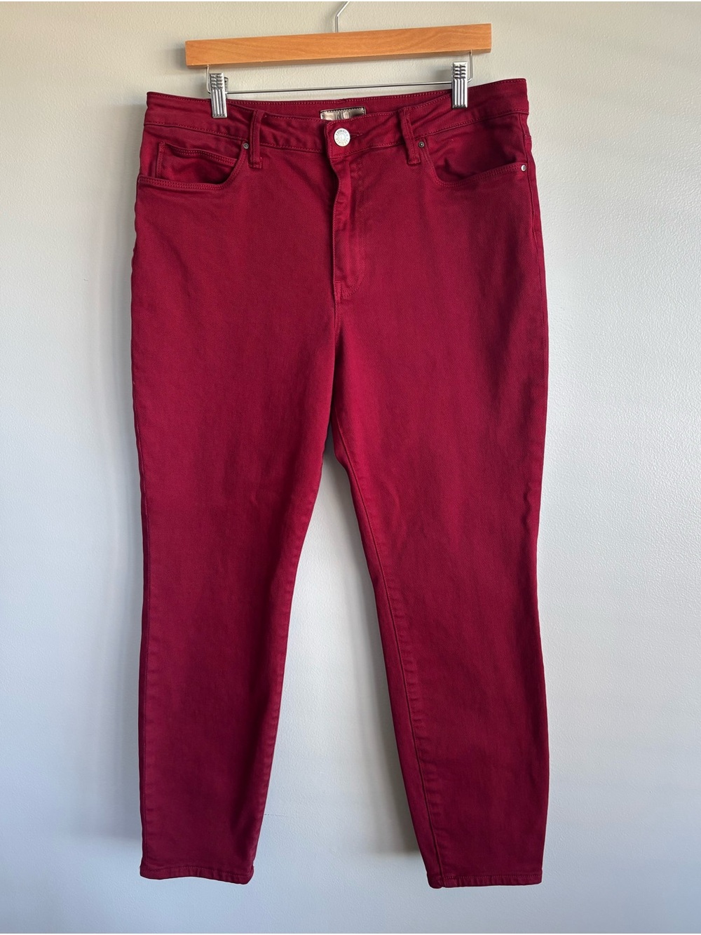 KUT From the Kloth Charlize Cigarette Leg High Rise Cranberry Red Pants Size 14